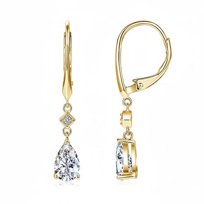 Pear Cut Moissanite Teardrop Dangle Earrings | 1ct D Color VVS1 | 925 Sterling Silver | Diamonds Grace