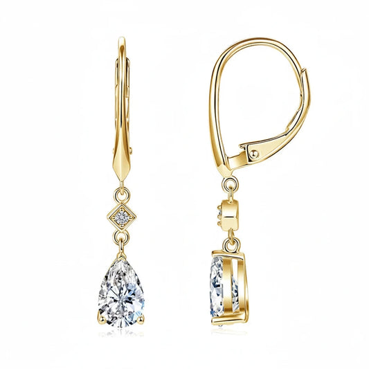 Pear Cut Moissanite Teardrop Dangle Earrings | 1ct D Color VVS1 | 925 Sterling Silver | Diamonds Grace