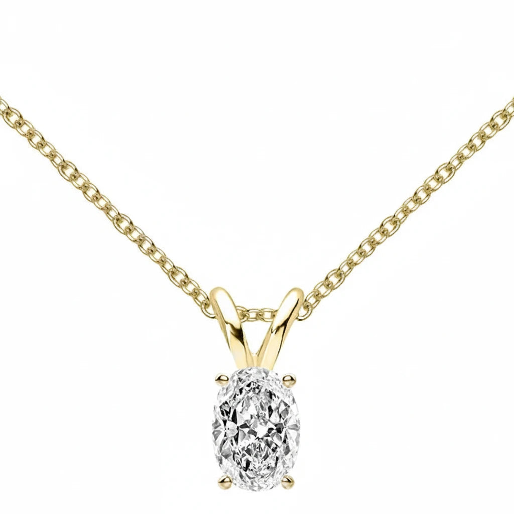 1ct Oval Moissanite Solitaire Pendant Necklace | 925 Sterling Silver | Diamonds Grace