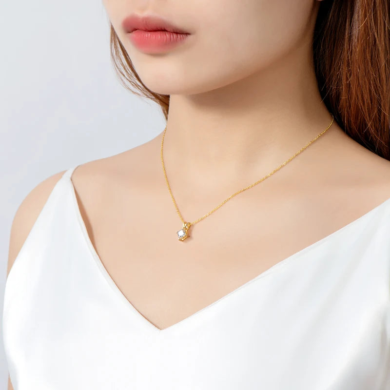 1 Carat Princess Cut Moissanite Necklace | 925 Sterling Silver | Diamonds Grace