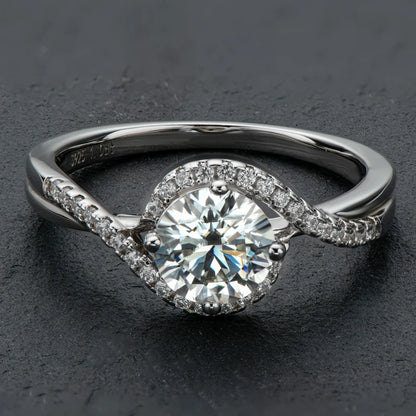 925 Sterling Silver Moissanite Engagement Ring | 1ct Round Brilliant Cut | Diamonds Grace