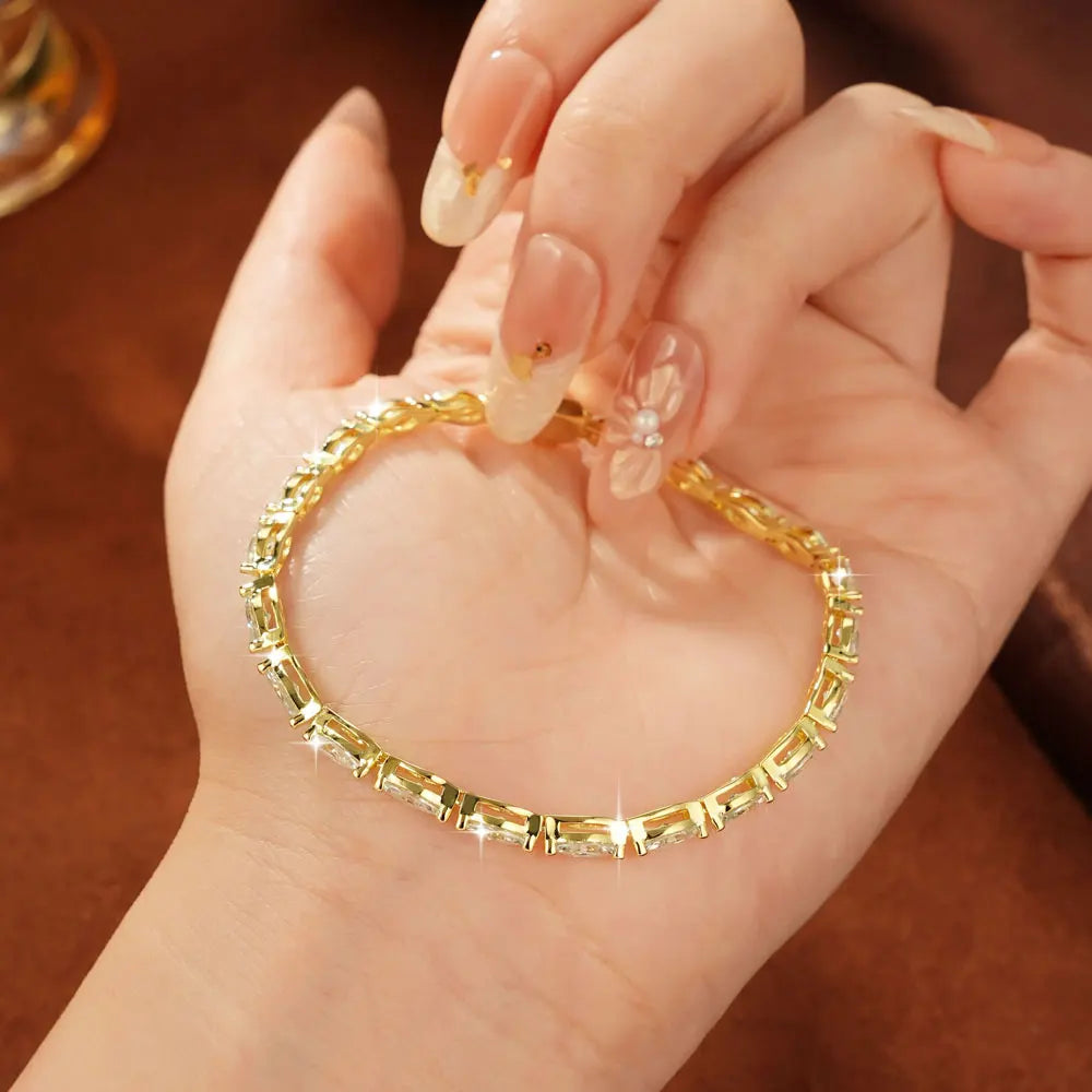 Marquise Cut Moissanite Tennis Bracelet 0.3ct | 14K Gold Filled | Diamonds Grace