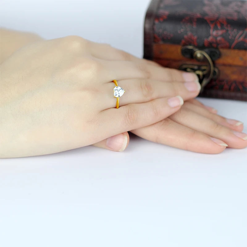 1.2CT Heart Cut Moissanite Solitaire Engagement Ring | 10K Solid Gold | Diamonds Grace