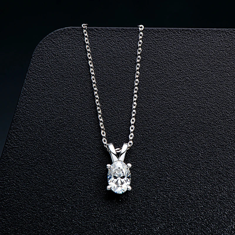 1ct Oval Moissanite Solitaire Pendant Necklace | 925 Sterling Silver | Diamonds Grace