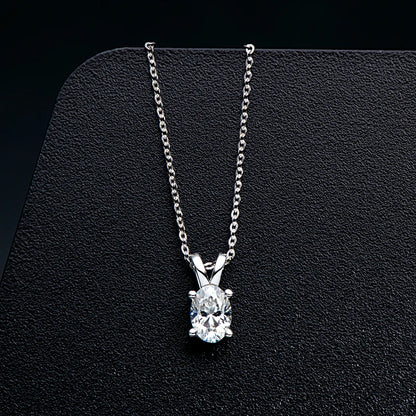1ct Oval Moissanite Solitaire Pendant Necklace | 925 Sterling Silver | Diamonds Grace