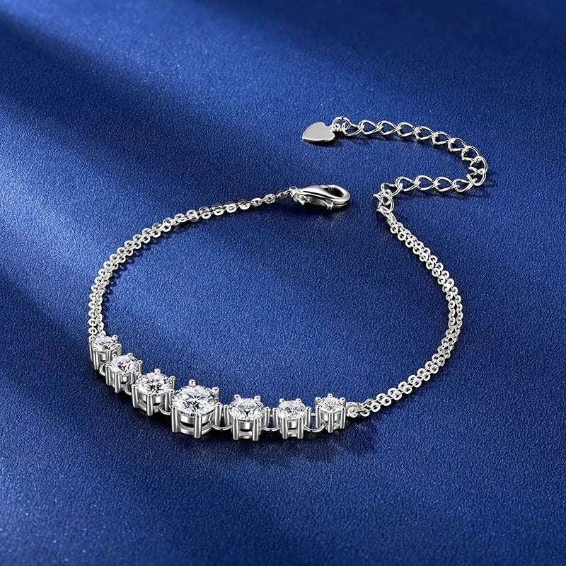 7-Stone Moissanite Claw Bracelet | 925 Sterling Silver | Diamonds Grace