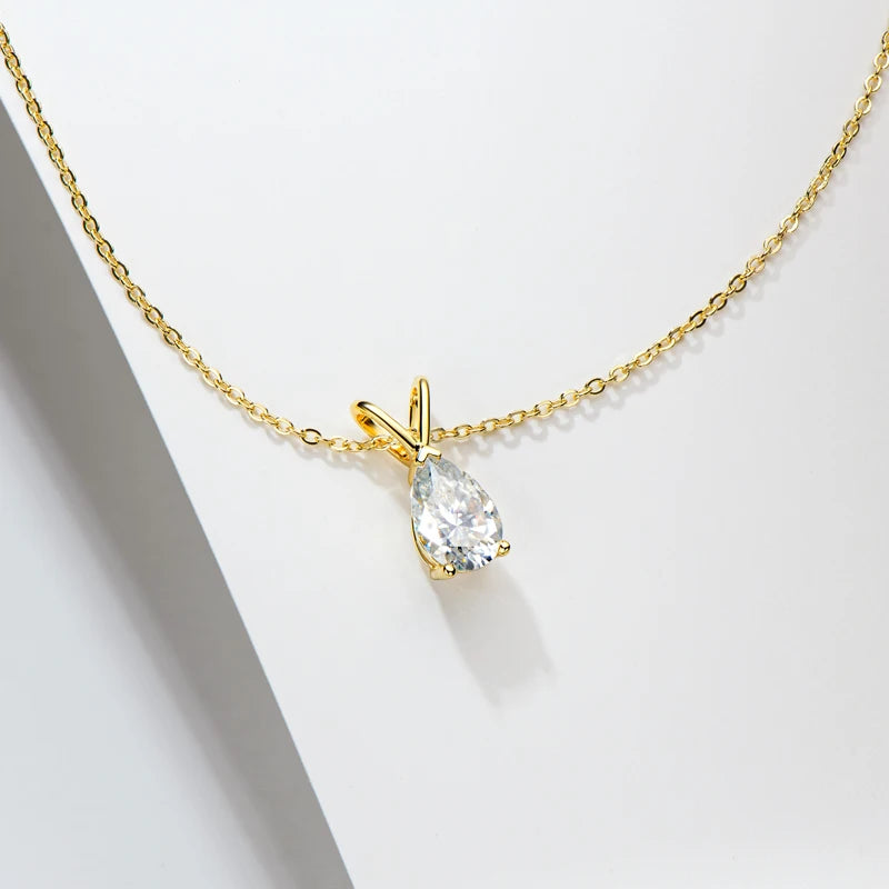 Pear Cut Moissanite Teardrop Pendant Necklace 1.5ct VVS | 925 Silver | Diamonds Grace