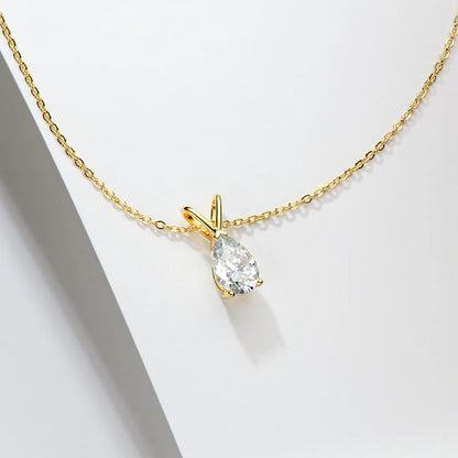 Pear Cut Moissanite Teardrop Pendant Necklace 1.5ct VVS | 925 Silver | Diamonds Grace