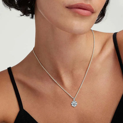 2ct Moissanite Pendant Necklace | 925 Sterling Silver Round Brilliant Cut | Diamonds Grace