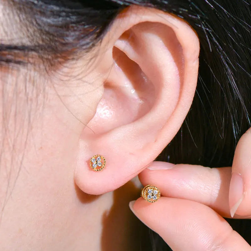 Moissanite Twisted Round Stud Earrings | 925 Sterling Silver | Diamonds Grace