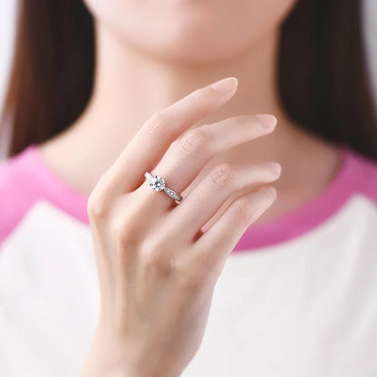 Round Moissanite Engagement Ring 1ct D Color | 925 Silver | Diamonds Grace