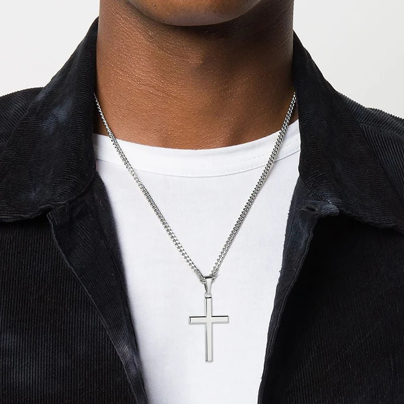 Men's 925 Sterling Silver Cross Pendant Necklace | Diamonds Grace