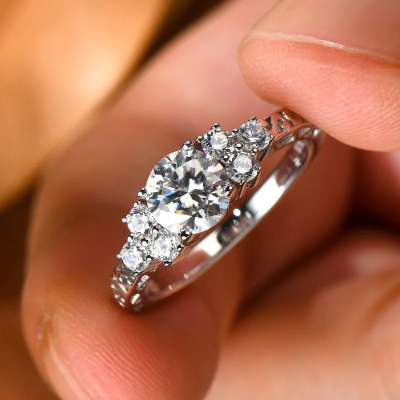 1ct Moissanite 7-Stone Engagement Ring | 925 Sterling Silver | Diamonds Grace