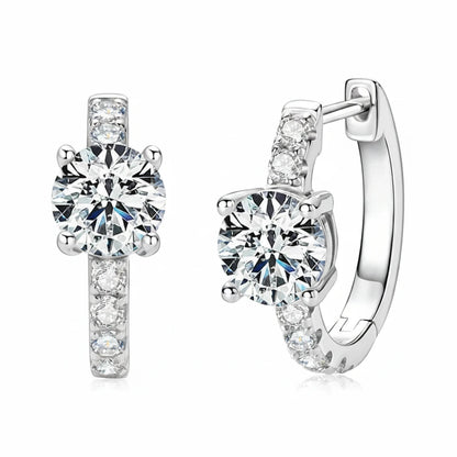 Moissanite Hoop Earrings 1ct D Color | 925 Sterling Silver | Diamonds Grace