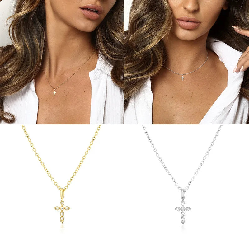 Moissanite Cross Pendant Necklace | D Color | S925 Sterling Silver | Diamonds Grace