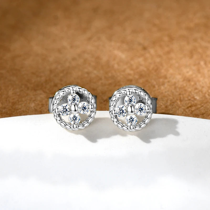 Moissanite Twisted Round Stud Earrings | 925 Sterling Silver | Diamonds Grace