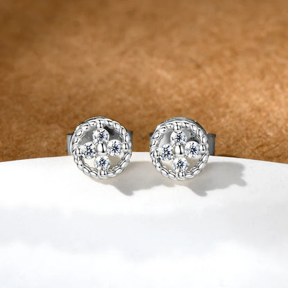 Moissanite Twisted Round Stud Earrings | 925 Sterling Silver | Diamonds Grace