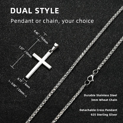 Men's 925 Sterling Silver Cross Pendant Necklace | Diamonds Grace