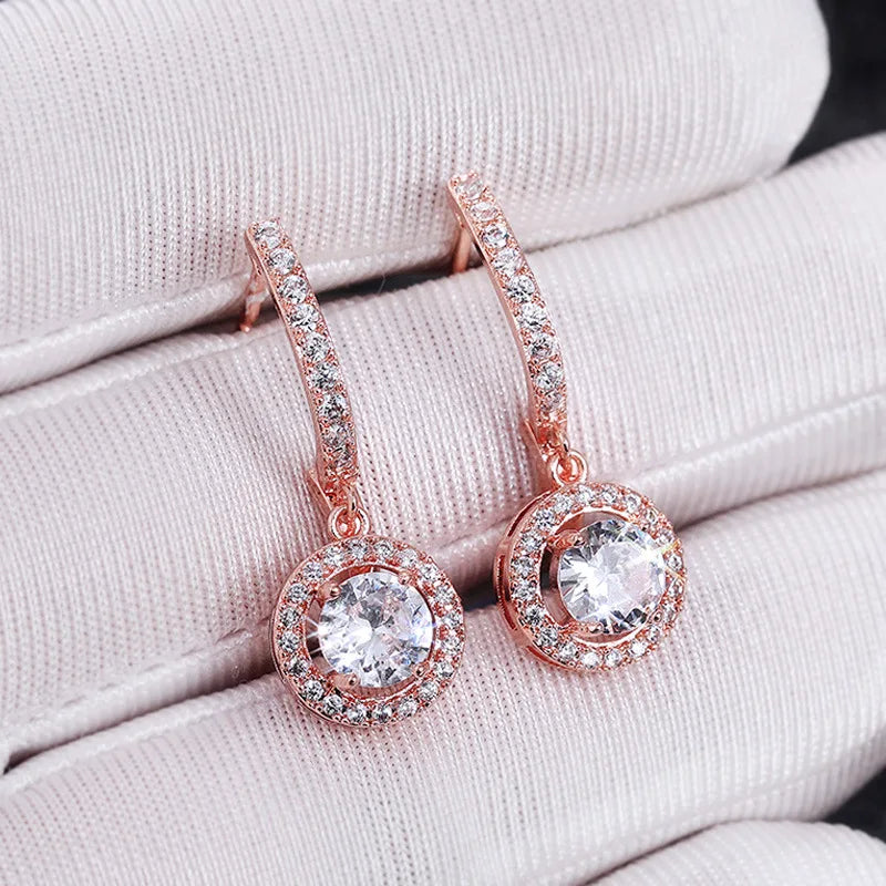 1ct Moissanite Drop Earrings | Round Brilliant Cut | 925 Sterling Silver | Diamonds Grace
