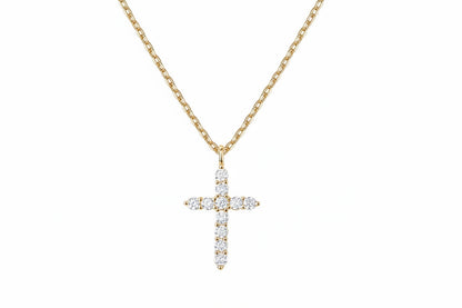 Cubic Zirconia Cross Necklace | S925 Sterling Silver | Rhodium Plated | Diamonds Grace