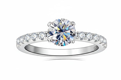 GRA Certified Moissanite Engagement Ring | 0.8CT Round Brilliant | 925 Sterling Silver | Diamonds Grace