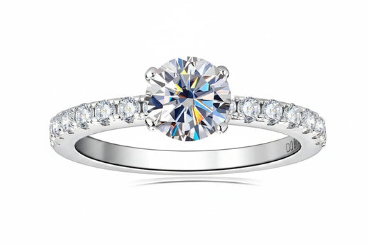GRA Certified Moissanite Engagement Ring | 0.8CT Round Brilliant | 925 Sterling Silver | Diamonds Grace