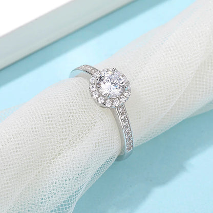 0.5CT Moissanite Halo Engagement Ring | 5mm | S925 Sterling Silver | Diamonds Grace