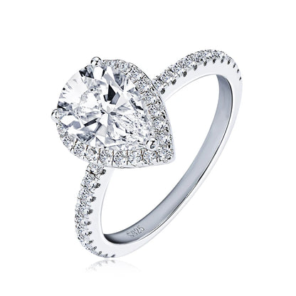 Pear Cut Moissanite Engagement Ring | 2CT 7x10mm | S925 Sterling Silver | Diamonds Grace
