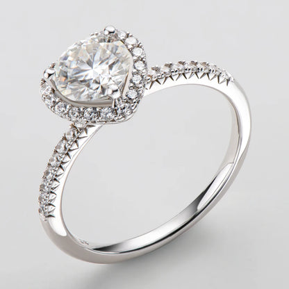 1CT Moissanite Heart Wedding Ring | 6.5mm Round Cut | S925 Sterling Silver | Diamonds Grace