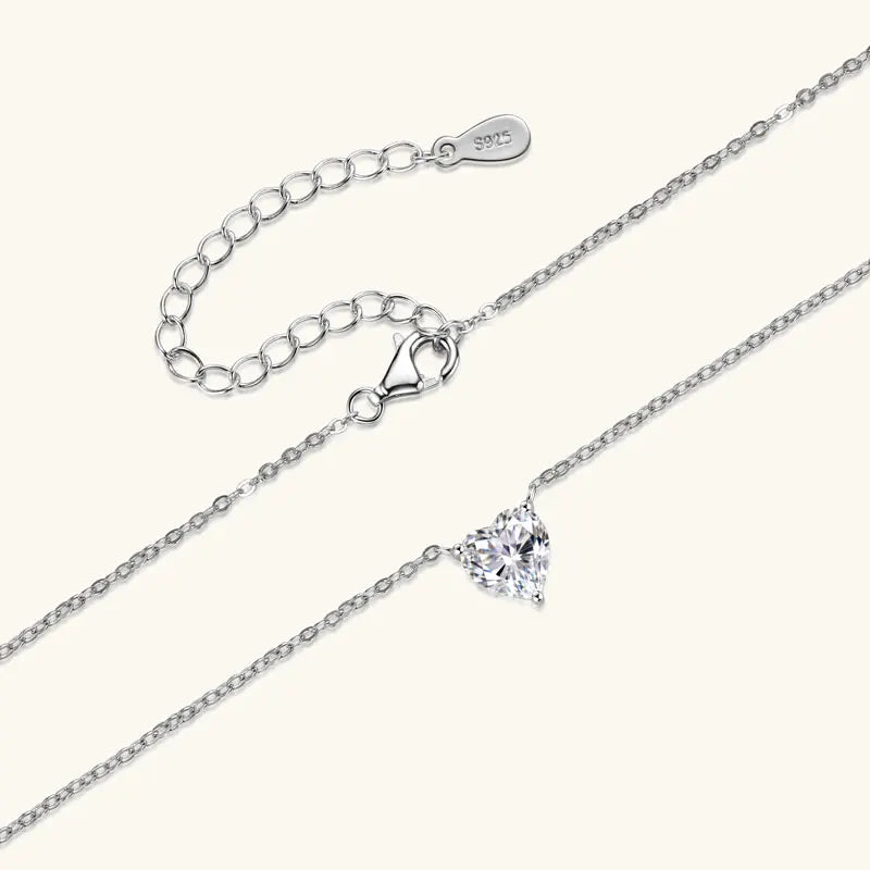 Heart Moissanite Pendant Necklace | 0.5ct–2ct | S925 Sterling Silver | Diamonds Grace