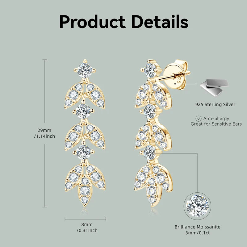 Moissanite Chandelier Drop Earrings | GRA Certified 925 Silver | Diamonds Grace