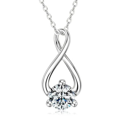 925 Sterling Silver Moissanite Infinity Pendant Necklace | 1ct Round Brilliant Cut | Diamonds Grace