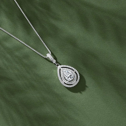 Pear Cut Moissanite Teardrop Pendant Necklace | 925 Sterling Silver | Diamonds Grace