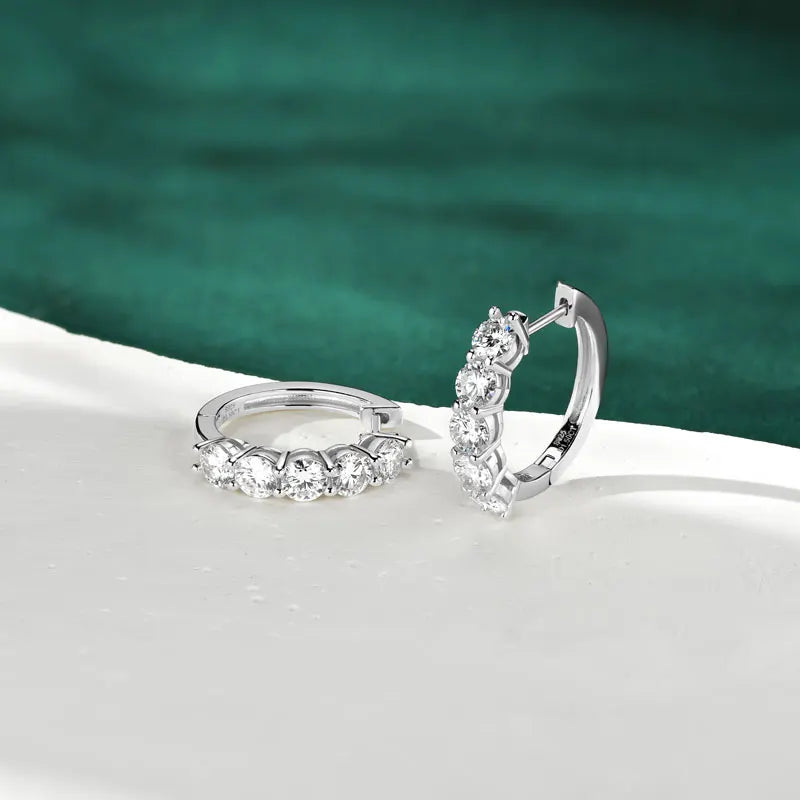 Moissanite Round Hoop Earrings | D Color VVS 0.30ct 4mm | 925 Sterling Silver | Diamonds Grace