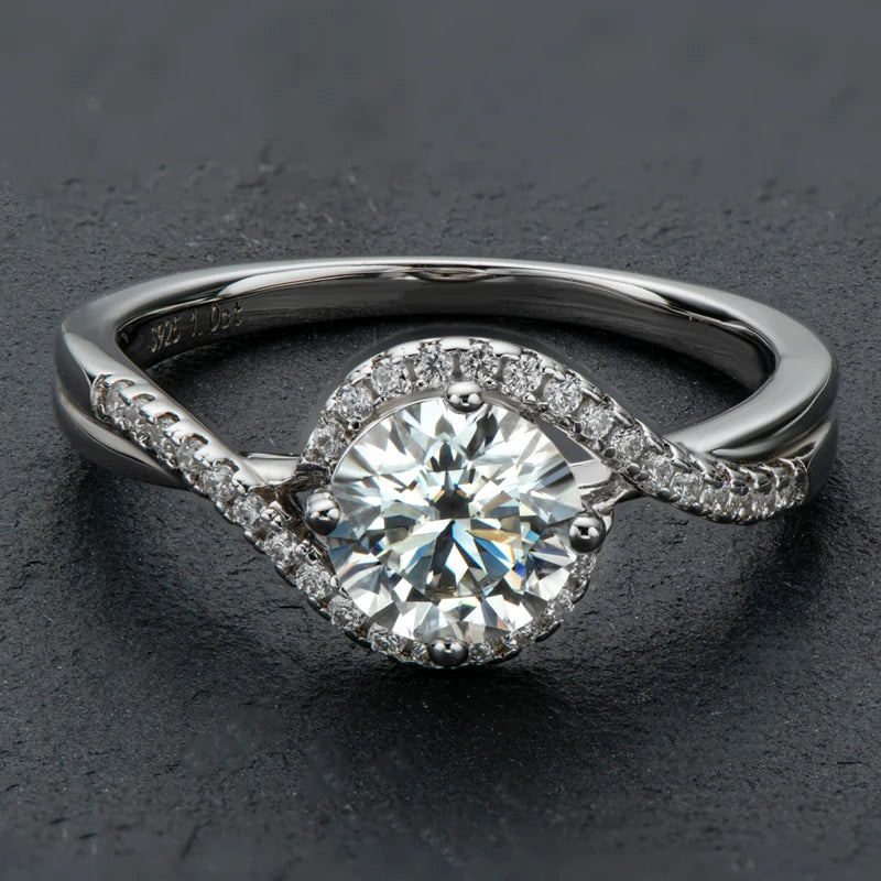 925 Sterling Silver Moissanite Engagement Ring | 1ct Round Brilliant Cut | Diamonds Grace