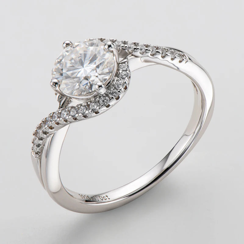 925 Sterling Silver Moissanite Engagement Ring | 1ct Round Brilliant Cut | Diamonds Grace