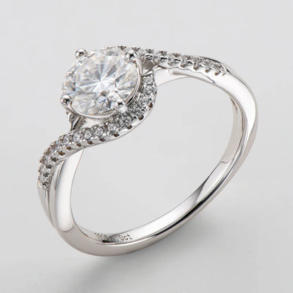 925 Sterling Silver Moissanite Engagement Ring | 1ct Round Brilliant Cut | Diamonds Grace