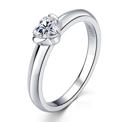 Heart Shaped Moissanite Solitaire Engagement Ring | 0.5ct 925 Sterling Silver | Diamonds Grace