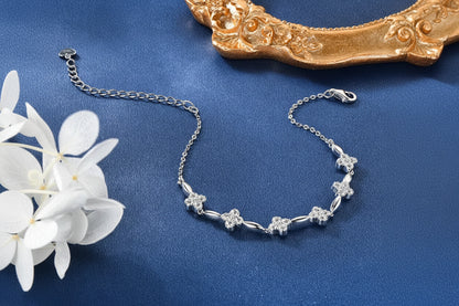 Moissanite Flower Bracelet | 14K Gold Plated 925 Sterling Silver | Diamonds Grace