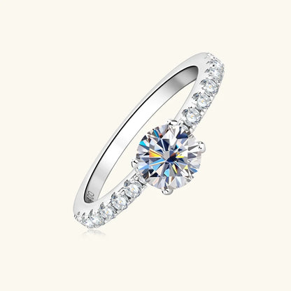 GRA Certified Moissanite Engagement Ring | 0.8CT Round Brilliant | 925 Sterling Silver | Diamonds Grace