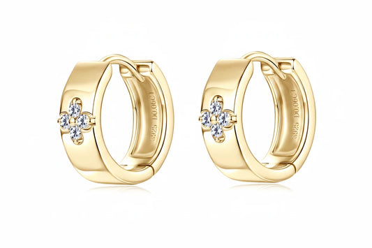 Moissanite Clover Hoop Earrings VVS1 D Color | 925 Sterling Silver | Diamonds Grace