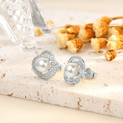 6.5-7mm Vintage Freshwater Pearl Earrings | S925 Sterling Silver | Diamonds Grace