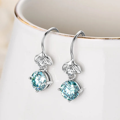 GRA Certified Moissanite Dangle Hook Earrings | D Color VVS1 | 925 Silver | Diamonds Grace