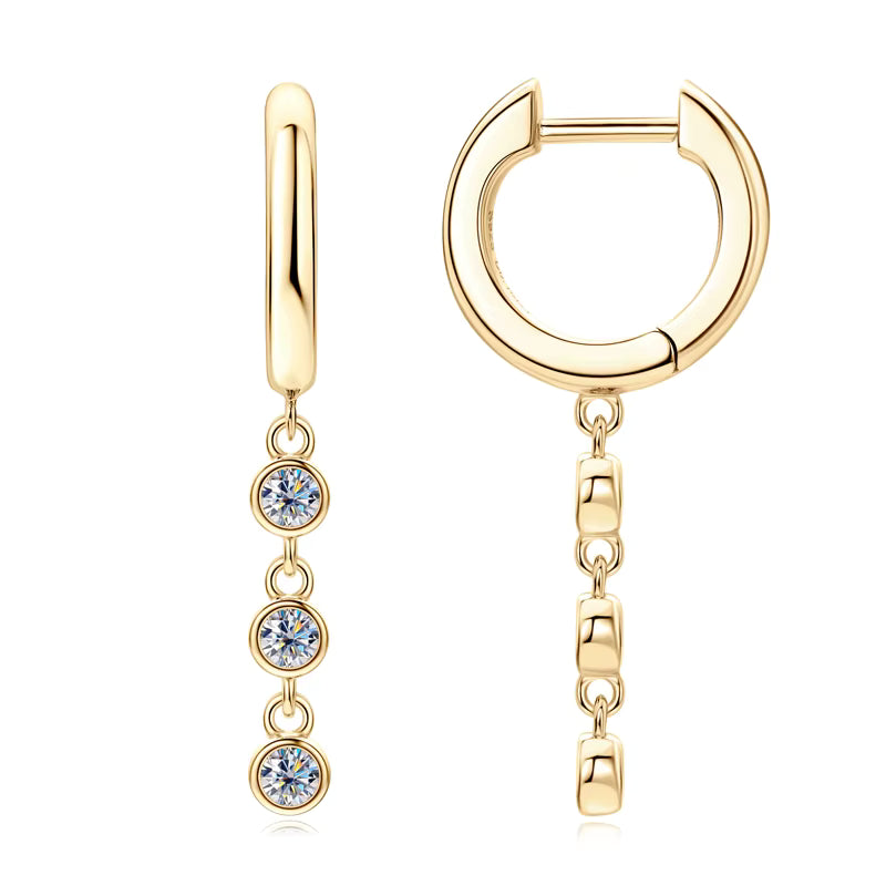 925 Sterling Silver Moissanite Drop Tassel Earrings | Round Brilliant Cut | Diamonds Grace