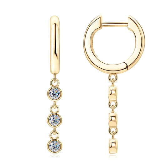 925 Sterling Silver Moissanite Drop Tassel Earrings | Round Brilliant Cut | Diamonds Grace