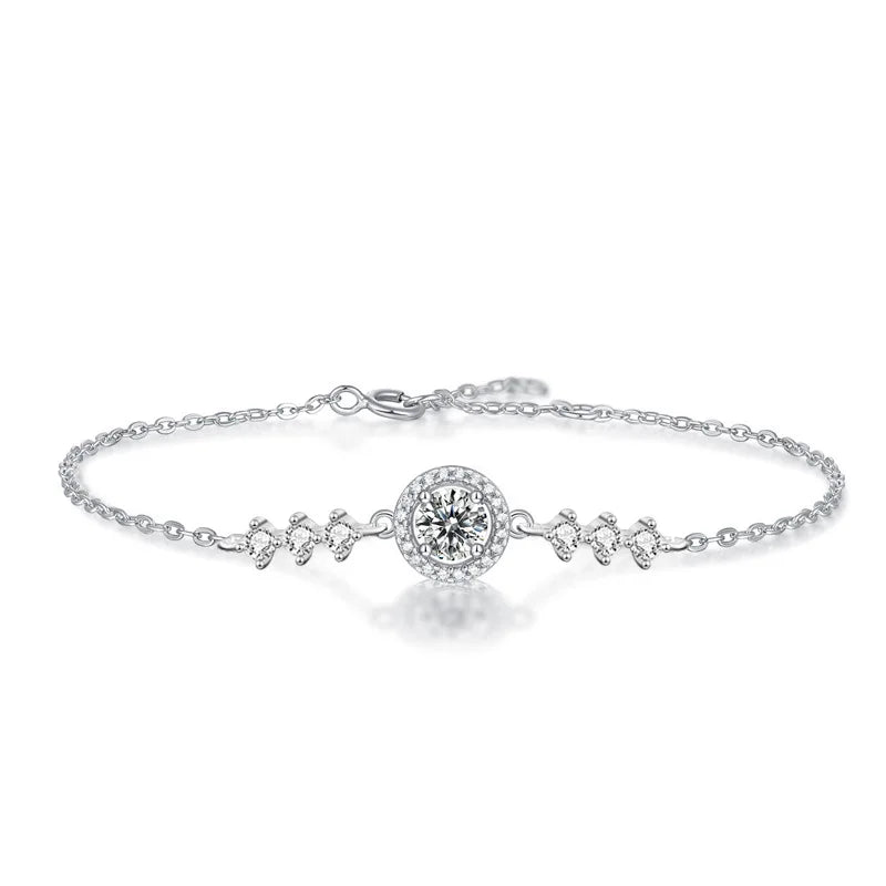 925 Sterling Silver Moissanite Bracelet | Adjustable Infinity Hand Chain | Diamonds Grace