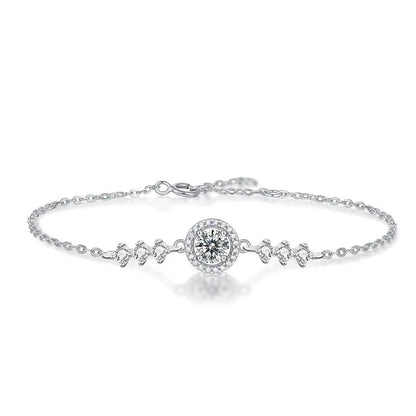 925 Sterling Silver Moissanite Bracelet | Adjustable Infinity Hand Chain | Diamonds Grace