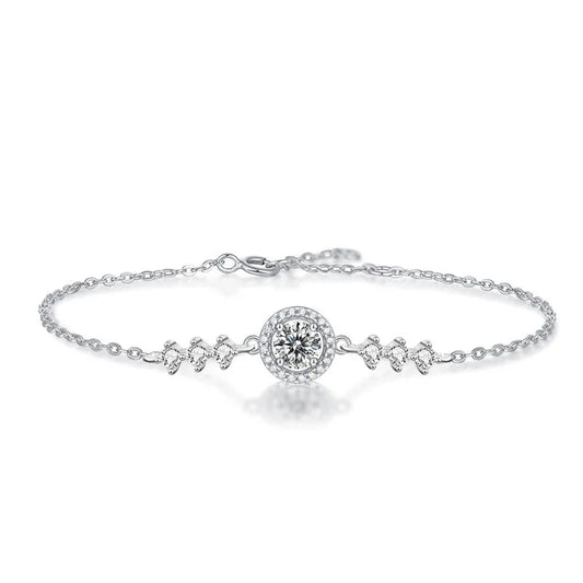 925 Sterling Silver Moissanite Bracelet | Adjustable Infinity Hand Chain | Diamonds Grace