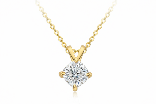 GRA Certified 1ct Cushion Cut Moissanite Pendant Necklace | 925 Sterling Silver | Diamonds Grace