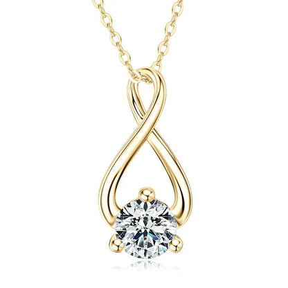 925 Sterling Silver Moissanite Infinity Pendant Necklace | 1ct Round Brilliant Cut | Diamonds Grace